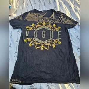 Boohoo Black Tee with Yellow Design
